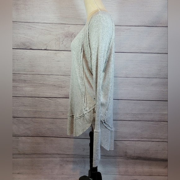 WE The Free Free People Catalina Oversized Thremal Shirt Grey Size Small - Picture 5 of 9
